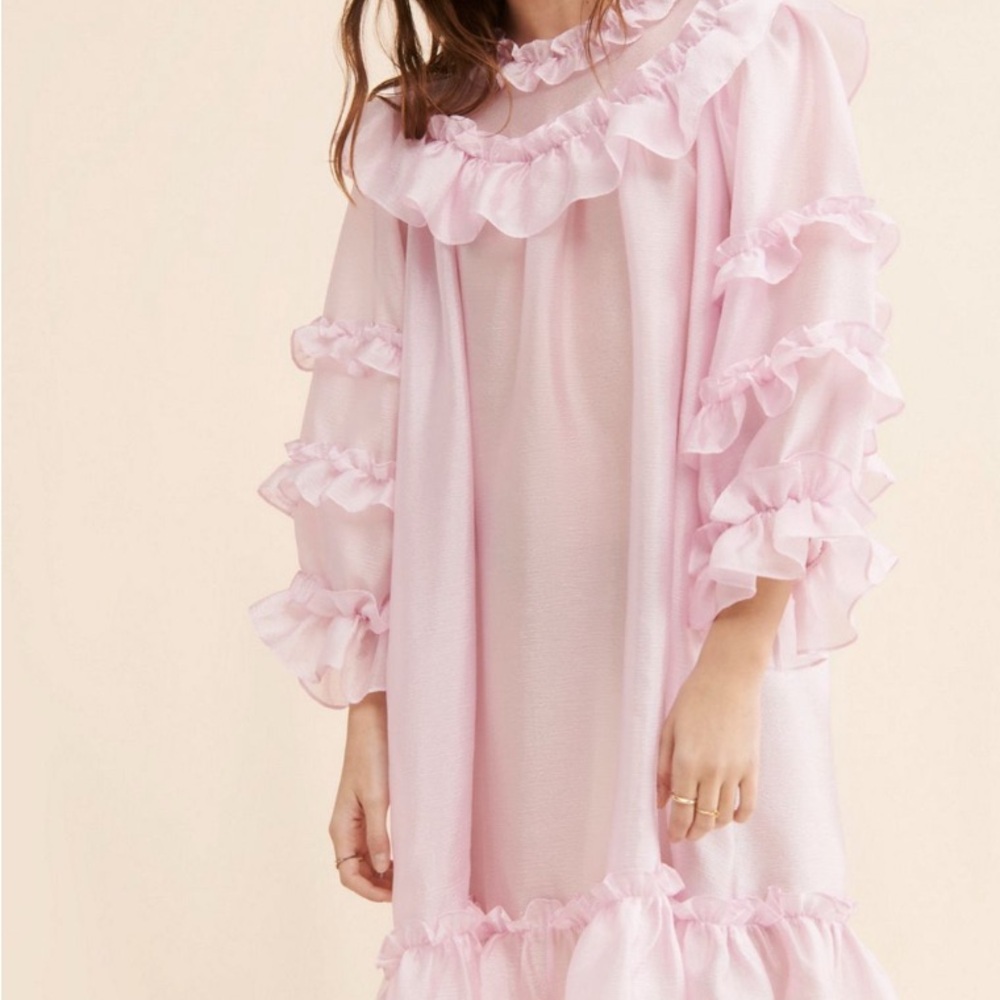 Anthropologie Stella Nova Pink Ruffle Dress